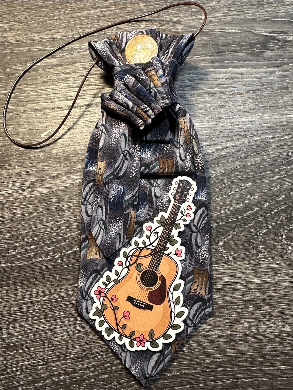 In Honor of Dolly Parton  Music Notes Necklace Tie with Guitar